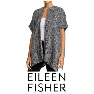 Eileen Fisher Peruvian Organic Cotton Poncho Oversize Lagenlook Minimalist L XL